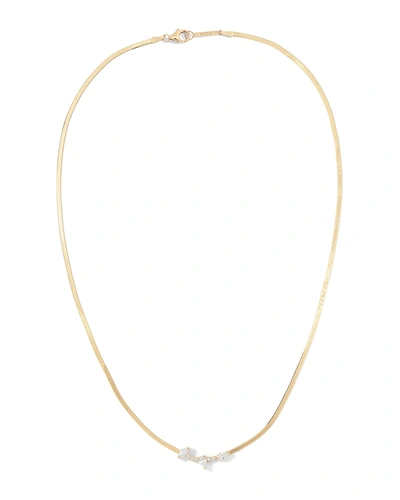 Lana 14k Mini Diamond Curved Necklace