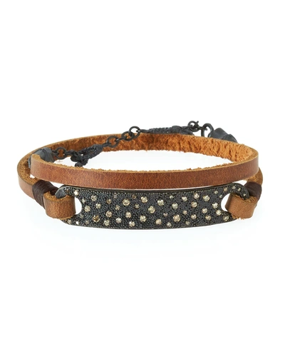 Armenta Old World Midnight Leather Wrap Bracelet