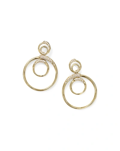 Ippolita 18k Gold Stardust Triple Circle Snowman Earrings W/ Diamonds