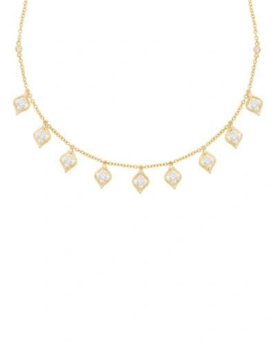 Jamie Wolf 18k Princess-cut Drop Necklace W/ Diamond & Aquamarine