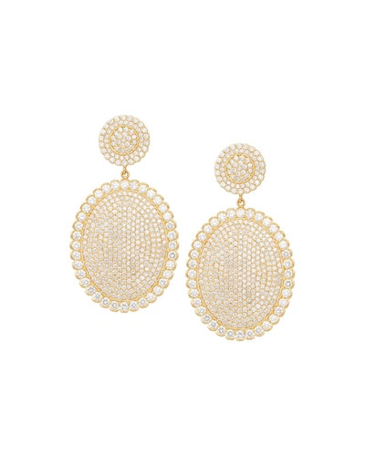 Jamie Wolf 18k Scalloped Diamond Pave Oval Drop Earrings