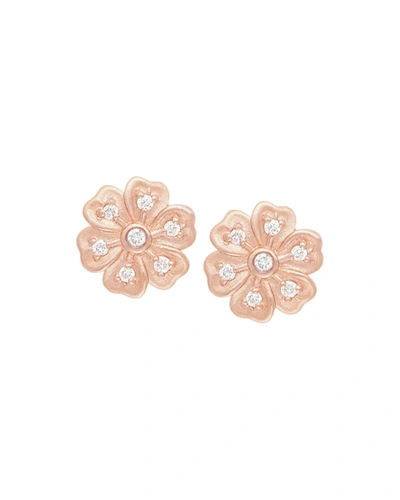 Jamie Wolf Lilac Diamond Flower Stud Earrings