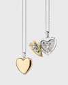 Monica Rich Kosann 18k Yellow Gold & Sterling Silver Heart Locket Necklace W/ Diamond Accents