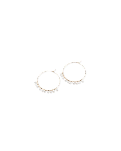 Mizuki 14k Gold Small Hoop & Pearl Dangle Earrings