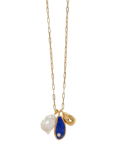 Pamela Love Pilar Charm Necklace In Gold/blue/white