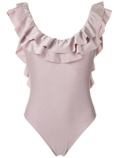 Adriana Degreas Ruffled Swimsuit In Pink
