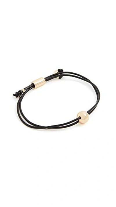 Gorjana Newport Adjustable Leather Bracelet In Black/gold