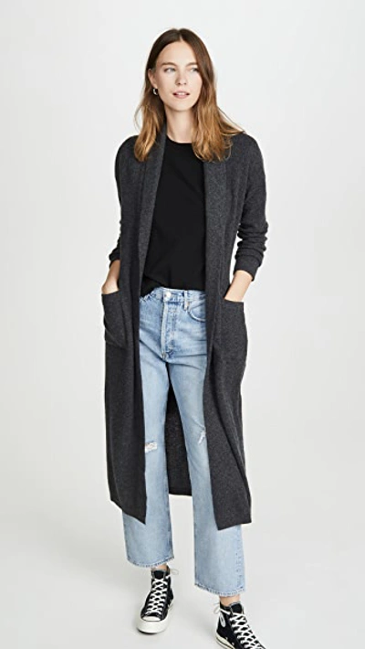 White + Warren Luxe Cashmere Robe In Charcoal Heather