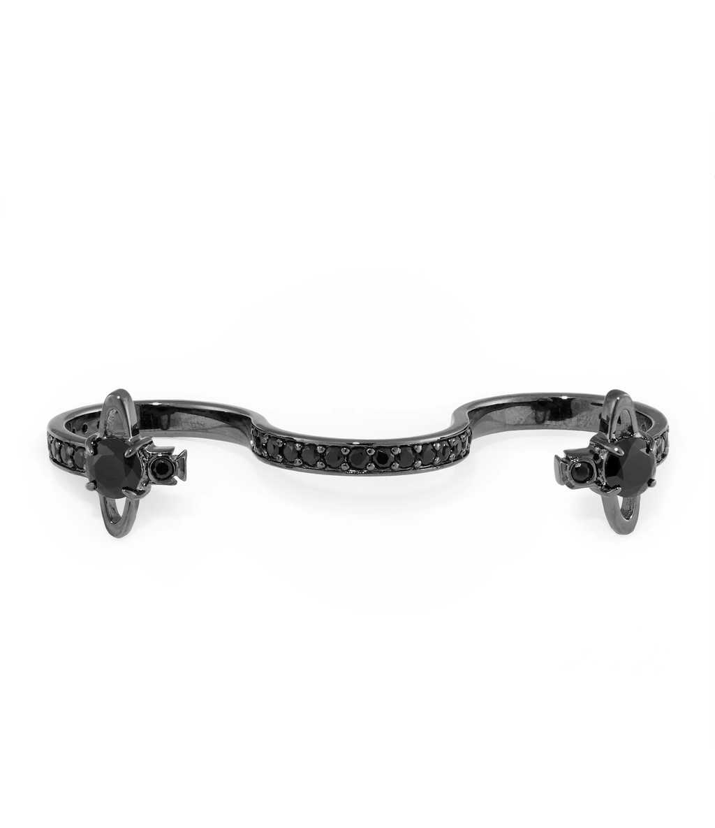 Vivienne Westwood Reina Ring SV925 ブラック Vivienne Westwood Reina Three Ring Finger Gunmetal Size Xs In