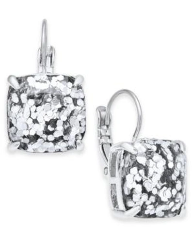 Kate Spade New York Silver-tone Glitter Stone Square Stud Earrings