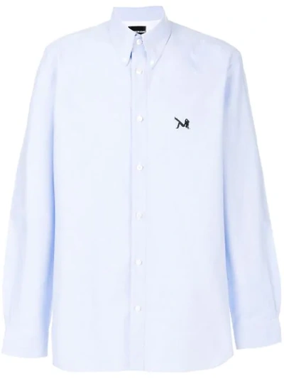 Calvin Klein 205w39nyc Point-collar Logo-embroidered Cotton Shirt In Blue
