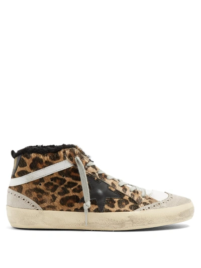 Golden Goose Mid Star Leopard-print Shearling-lined Trainers | ModeSens