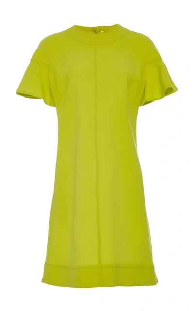 Lela Rose Flutter-sleeve Shift Dress In Lime