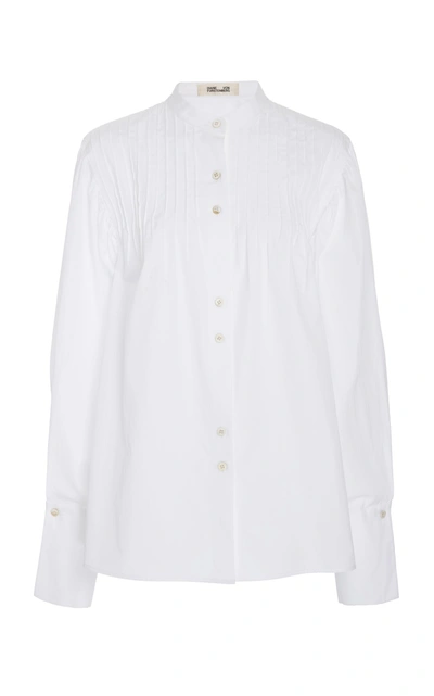 Diane Von Furstenberg Pin Tuck Shirt In White