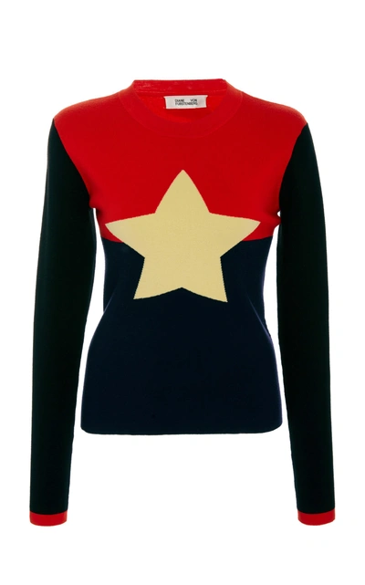Diane Von Furstenberg Star Colorblock Sweater In Multicolor
