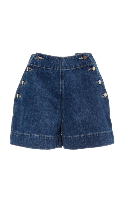 Adam Selman Denim Work Short In Blue