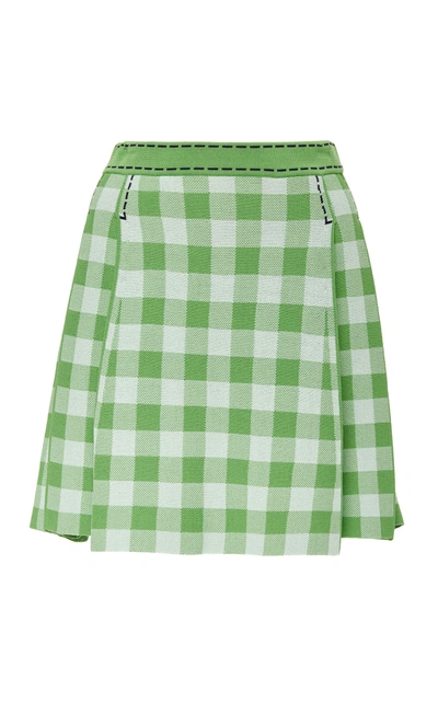 Adam Selman Kicky Pleated Skirt In Green