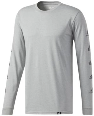 Adidas Originals Adidas Men's Mini Logo Long-sleeve T-shirt In Grey Heather