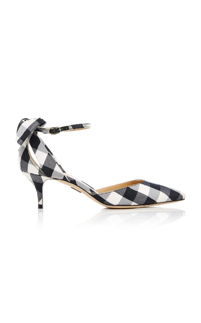 Paul Andrew Anya Bow Ankle Strap Pump In Black/white