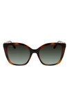 Ferragamo Gancini 54mm Rectangular Sunglasses In Tortoise/gray