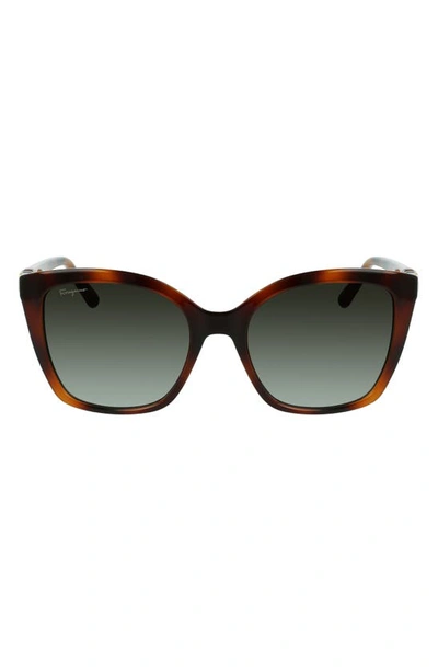 Ferragamo Gancini 54mm Rectangular Sunglasses In Tortoise/gray