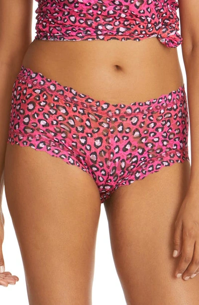 Hanky Panky Women's Sassy Cat Boyshorts Underwear 8d1286 In Pink Multi