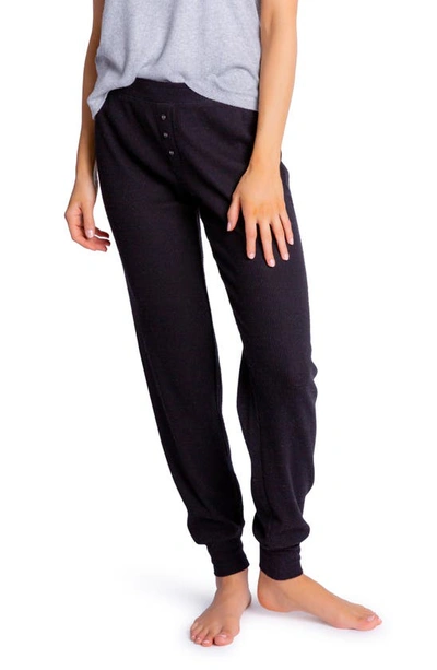 Pj Salvage Textured Essentials Ribbed Knit Joggers In Black
