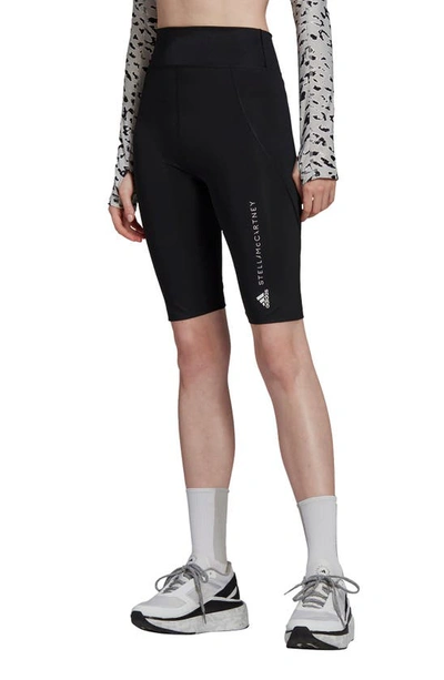 Adidas By Stella Mccartney High Waist Bike Shorts In Black