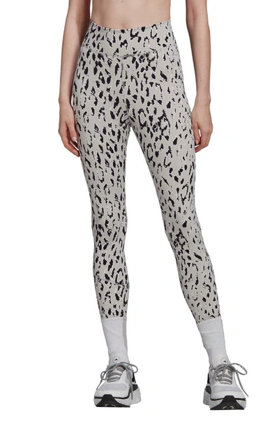 Adidas By Stella Mccartney Leopard-print High-waist Leggings In Grey