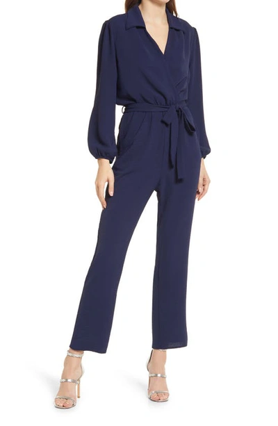 Fraiche By J Johnny Long Sleeve Jumpsuit In Navy