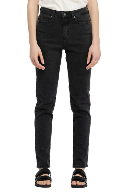 Outland Denim Lucy High Waist Relaxed Organic Cotton Skinny Jeans In Black