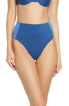 Veronica Beard Ormond Colorblock High Waist Swim Bottoms In Blue Marina