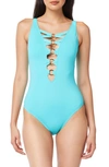 Bleu By Rod Beattie Ring Me Up Plunge Mio One-piece Swimsuit In Wave Runner