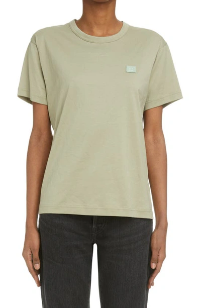 Acne Studios Ellison Face Unisex T-shirt In Eucalyptus Green