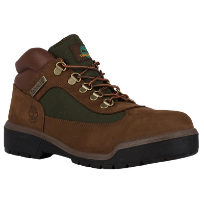 Timberland Field Mid Lace Up Waterproof Boots Chocolate In Chocolate Old River/green