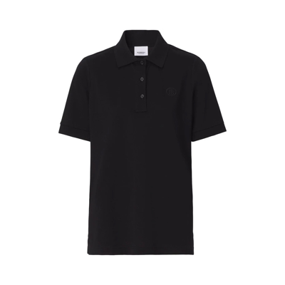 Burberry Tb Logo Embroidery Polo Shirt In Black