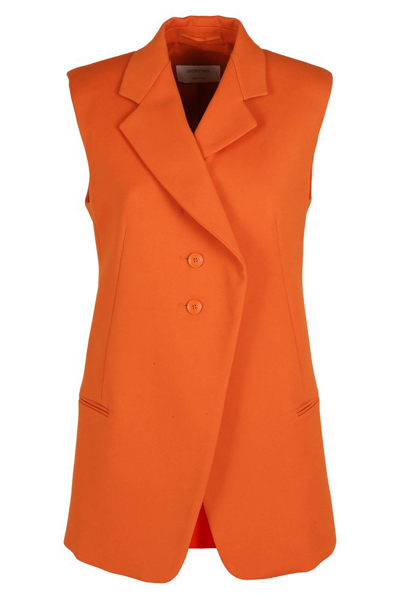 Sportmax Single-breasted Sleeveless Jacket In Orange