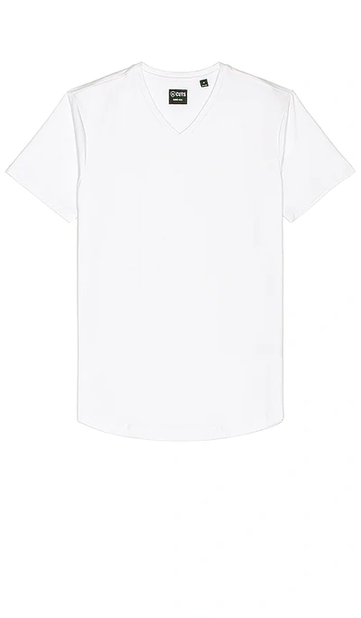 Cuts Trim Fit V-neck Cotton Blend T-shirt In White