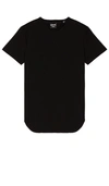 Cuts Trim Fit Elongated Crewneck T-shirt In Black