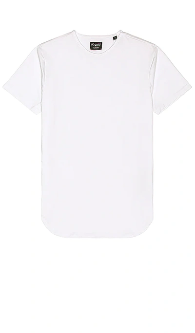Cuts Trim Fit Elongated Crewneck T-shirt In White