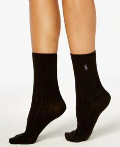 Polo Ralph Lauren Women's Drop Needle Ribbed Socks In Black