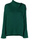 Zadig & Voltaire Alma Button Shoulder Cashmere Turtleneck Sweater In Buisson