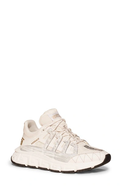 Versace Trigreca Low Top Sneaker In White/ Grey