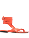 Attico 10mm Beth Leather Lace-up Sandals In Orange