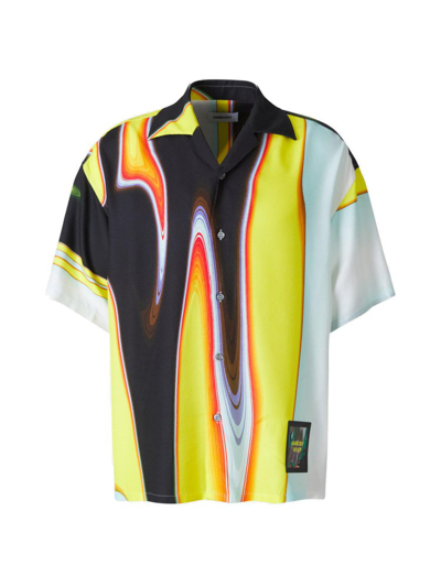 Ambush Yellow Viscose Short Sleeve Shirt In Multicolore