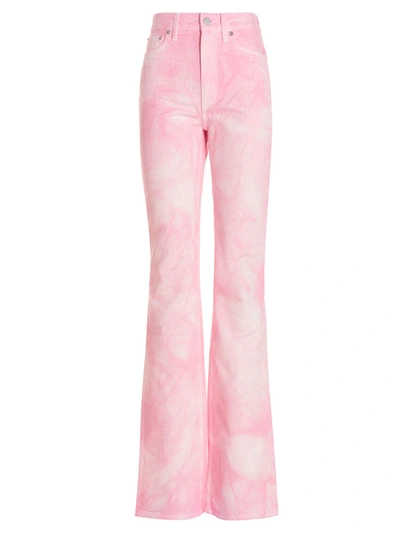 Alessandra Rich Flared Cotton Denim High Rise Jeans In Pink