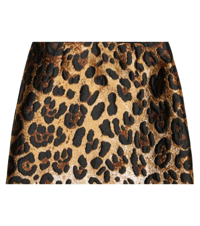 Dolce & Gabbana Short Leopard-design Jacquard Skirt In Animalier