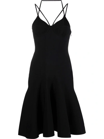 Alexander Mcqueen Crossover-strap Slim-fit Stretch-knit Mini Dress In Black
