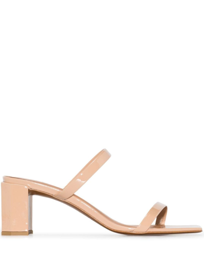 By Far Neutral Tanya 60 Patent Leather Sandals In Neutrals