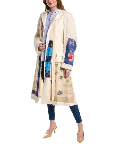 Sportmax Cotton Canvas Patchwork Oversized Coat In Ivory